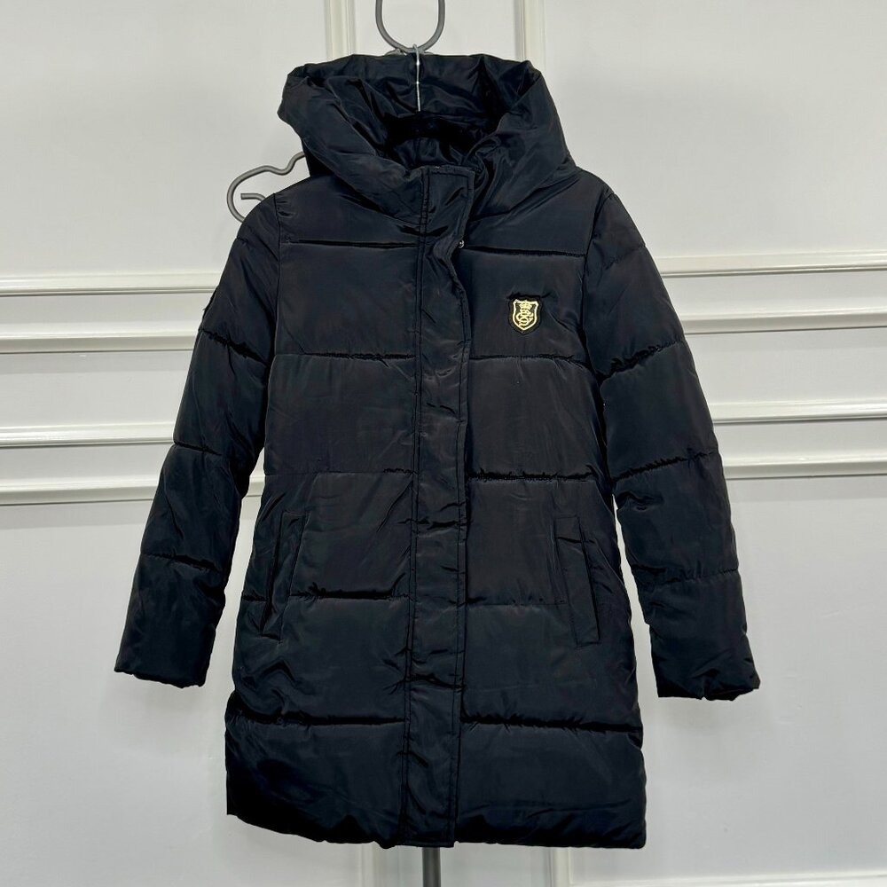 XXYJ womens black puffer jacket with hood size XS